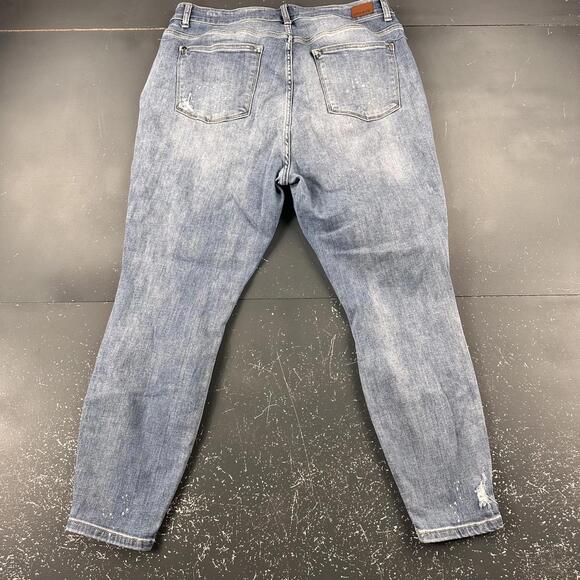 Judy Blue Jeans 36x28 Blue Distressed Skinny Fit Cropped Hi Rise Mom (18W) - Picture 7 of 8